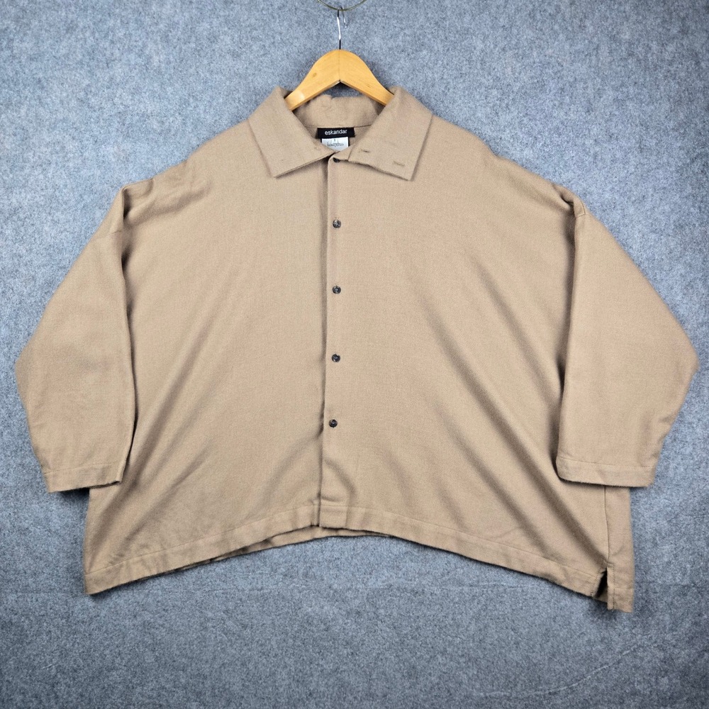 Eskandar Sweatshirt Womens 1 Tan 100% Baby Camel Hair Oversized Boxy Luxury
